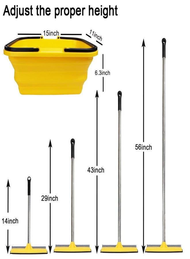 MuLing Windshield Car Squeegee and Collapsible Washing Bucket Combo Set, 2 in 1Window Squeegee with Long Handle - Image 2